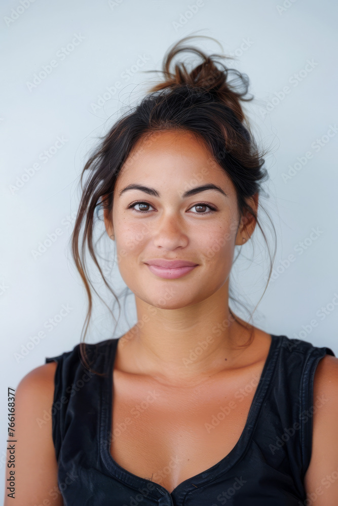 Diverse Polynesian businesswoman portrait with a clean background for text Diverse Polynesian businesswoman portrait with a clean background for text