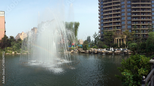 A musical fountain in a residential community in China