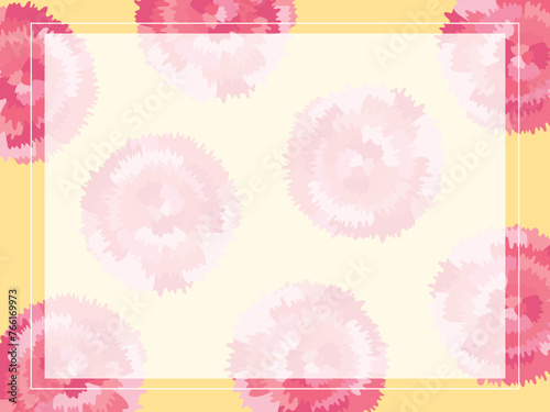 Vector illustration of Square frame with carnation background (yellow)