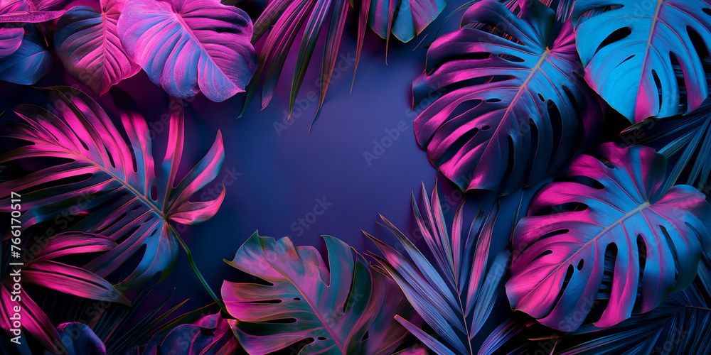Close-up nature view of palm and monstera and fern leaves background. Lying down, gloomy nature concept, tropical leaves. leaf pattern wallpaper Close-up nature view of palm and monstera and fern leaves background. Lying down, gloomy nature concept, tropical leaves. leaf pattern wallpaper