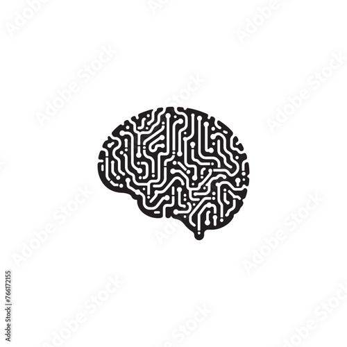 Vector Brain Silhouette Illustration: Human Intelligence, Mind, Psychology, Creativity, and Thought Concept- Minimalist Brain Vector.