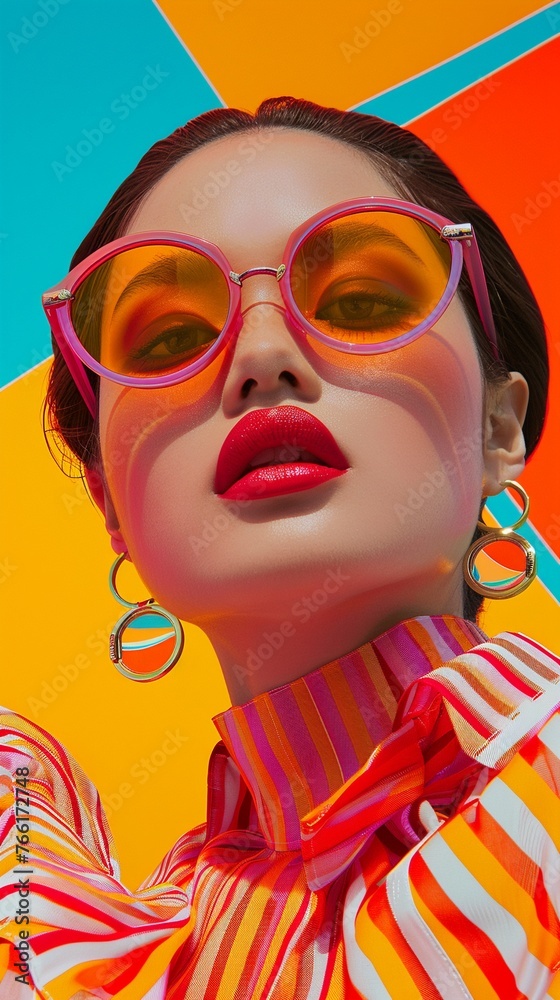 Bring your brands retro fashion to life with a vibrant birds-eye view design Showcase iconic trends from the past with a modern twist, creating a visually captivating image that screams nostalgia and 