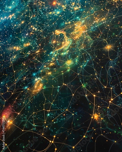 Imagine a visually captivating aerial view of a digital universe, filled with interconnected networks and data streams This artwork will convey a sense of vastness and complexity, making it perfect fo