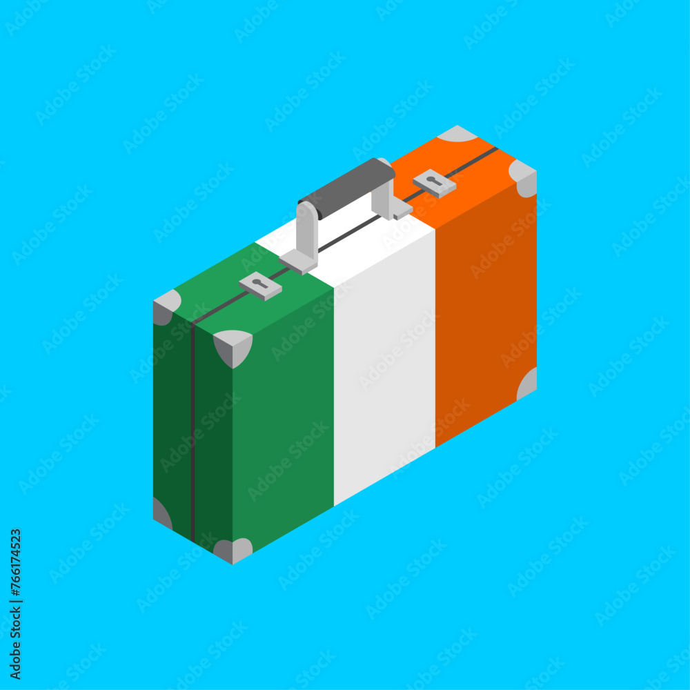 Retro suitcase from Ireland. Irish Flag on British Travel Suitcase Retro suitcase from Ireland. Irish Flag on British Travel Suitcase