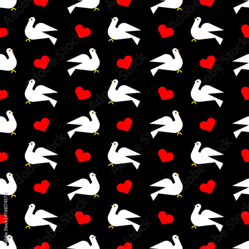 Dove and love pattern seamless. pigeon and heart background