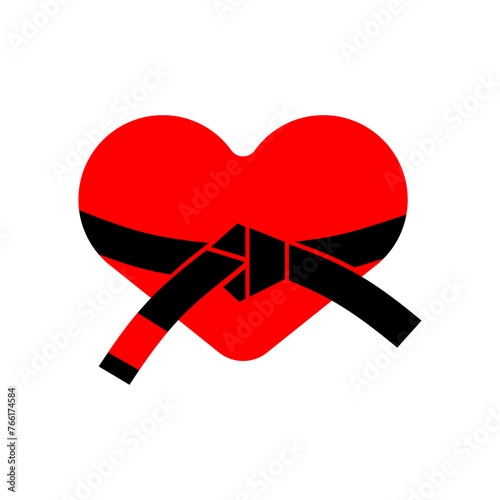 Judo heart and belt. Love for karate. Heart and aikido belt
