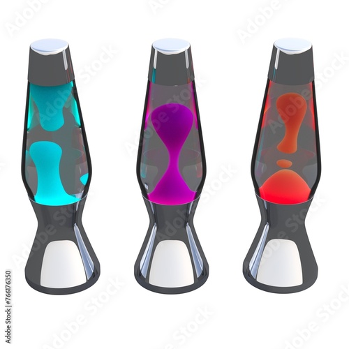 Lava lamp, table lamp, isolated on white background, room lamp, 3D illustration, cg render