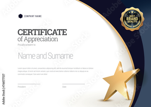 Certificate template. Diploma of modern design or gift certificate. Vector illustration.