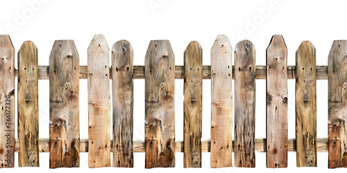 Wooden fence planks with repeating pattern with transparent background photo