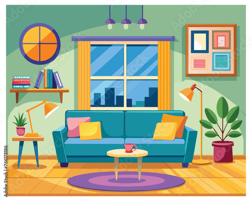 House Interior With Living Room Vectors illustration  