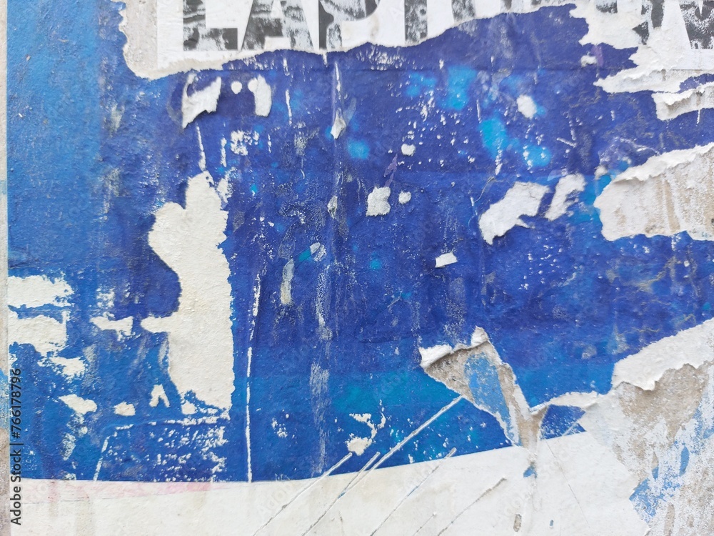 Fototapeta premium Torn street poster background, abstract old ripped paper collage backdrop