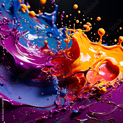 splashes of color liquid for abstract background with captured motion © anom_t