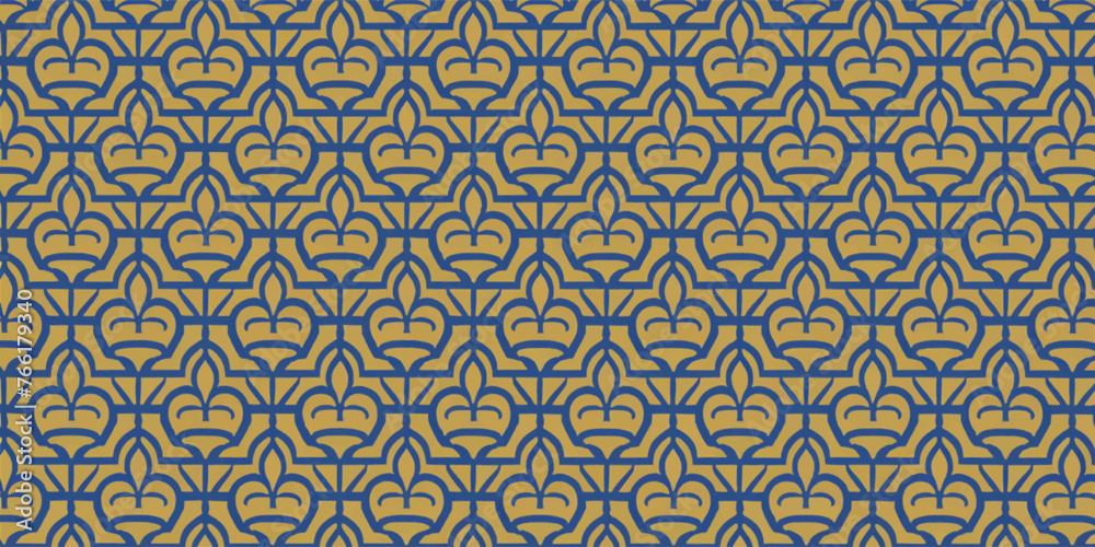 Simple Thai pattern background with gold and blue color combination