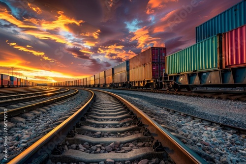 Twilight Cargo Movement: Freight Train on the Horizon