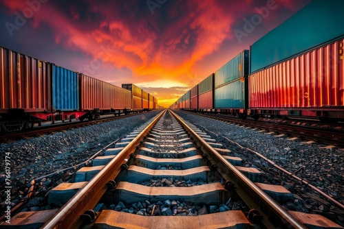 Sunset Freight Train: A Vivid Journey on Tracks