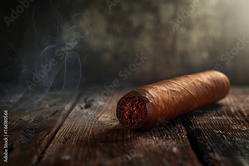 Close-Up of Premium Cigar in Soft Light: Elegance and Quality