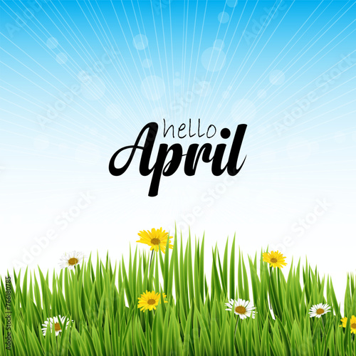 hello april vector illustration background. it is suitable for card, banner, or poster