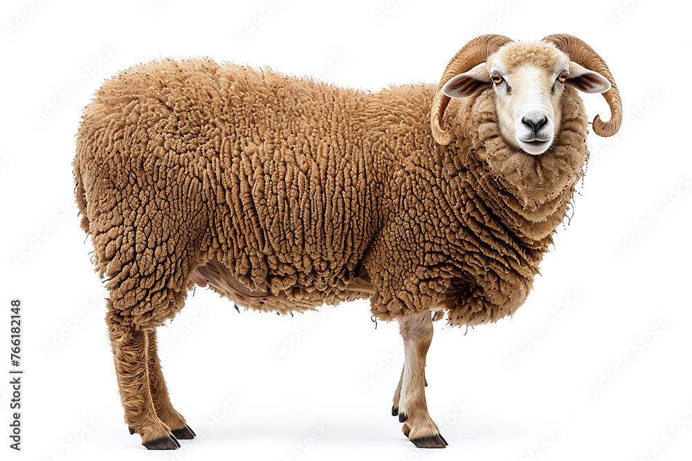 Portrait full body shot of sheep or ram sitting in front of white background. eid adha sacrificed animal in muslim belief. Portrait full body shot of sheep or ram sitting in front of white background. eid adha sacrificed animal in muslim belief.