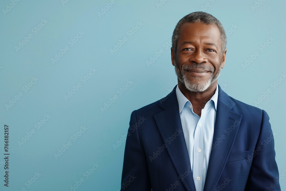 Confident African-American Businessman in Blue Suit Confident African-American Businessman in Blue Suit