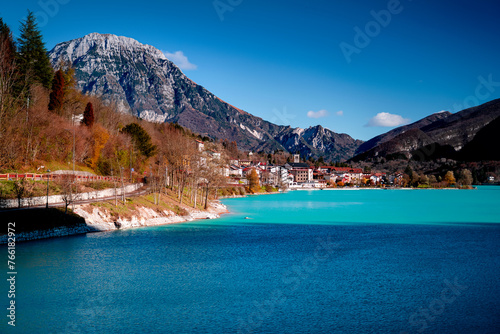  Lago di Barcis. This realy amazing places is located near Belluno, Dolomiti. Azure colour water in Italian Alps.