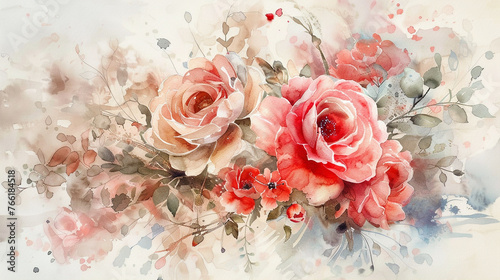 Elegant floral arrangements in a watercolor style ,