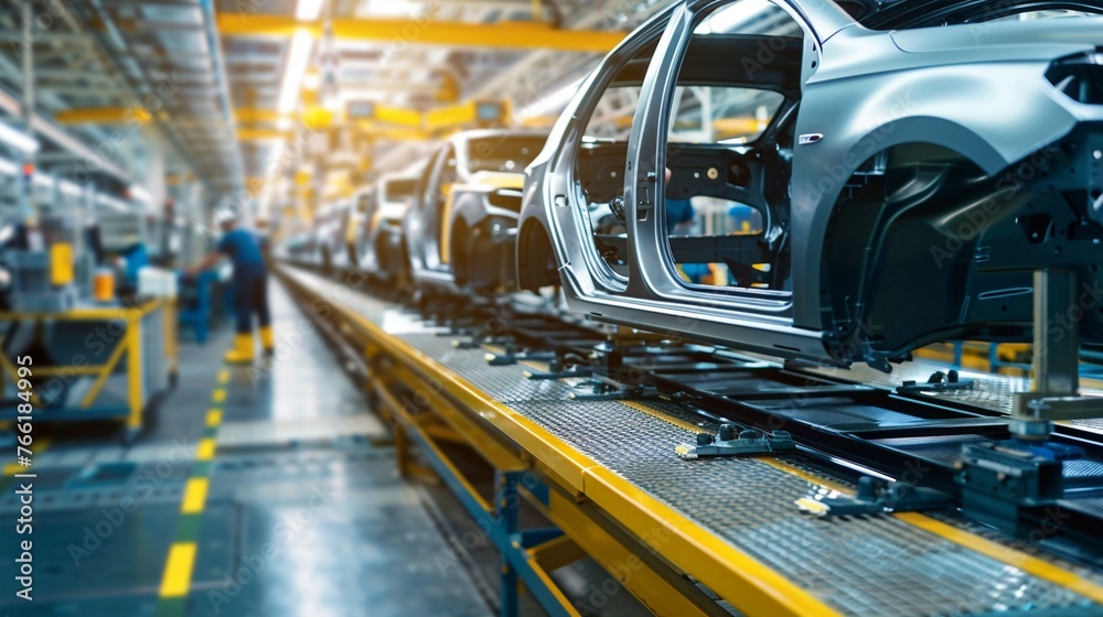 The assembly and inspection process of cars on a modern production line showcasing the seamless integration of manufacturing and quality control