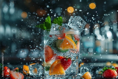 Fizzy Fruit Infused Sparkling Water with Ice 