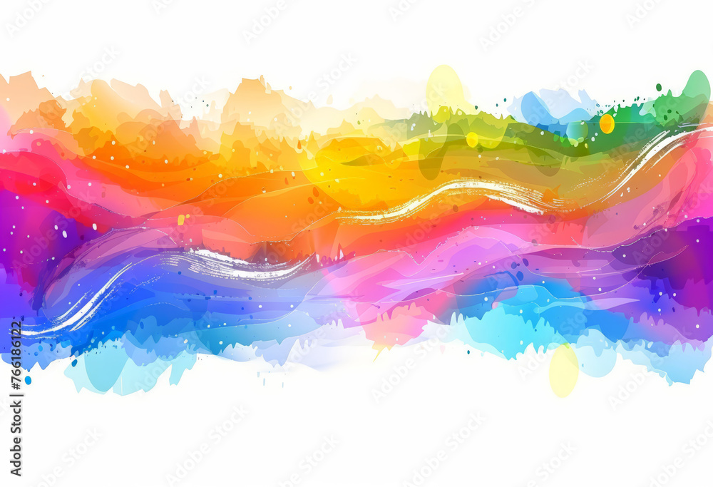 A vivid and colorful abstract painting with dynamic brushstrokes and a variety of hues set against a clean white background