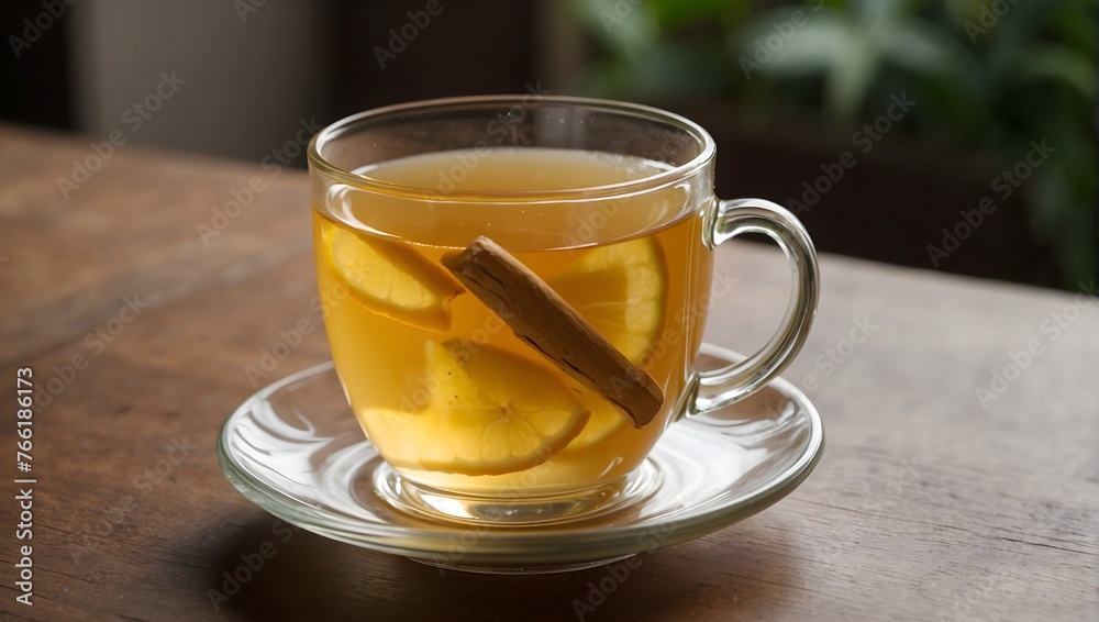 A glass cup of ginger tea Generative AI A glass cup of ginger tea Generative AI
