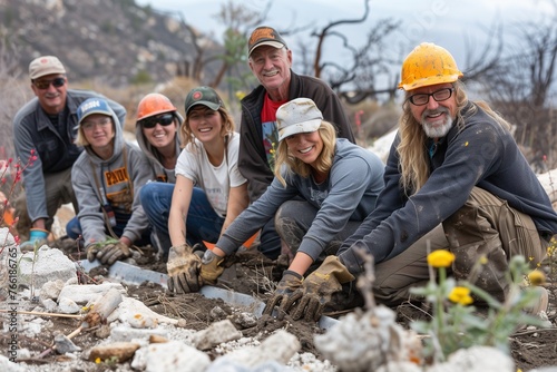 Group of People Kneeling Down in the Dirt