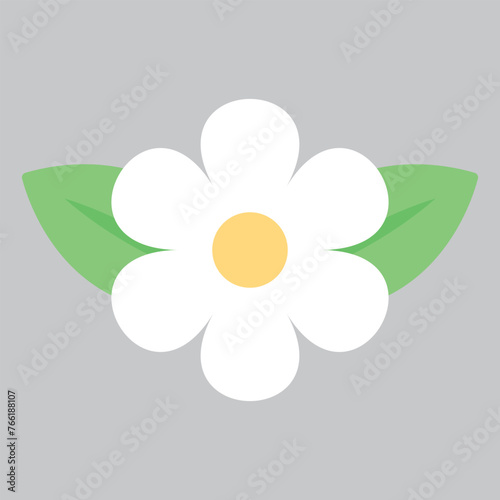 Cute white flower icon. Flat design illustration.	