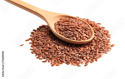 Spoonful of Flax Seeds Isolated On Transparent Background PNG.