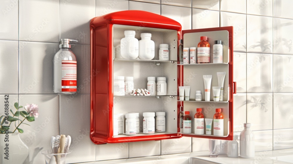 Pharmacy and medicine wall chest full of drugs, pills and