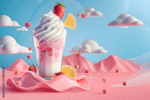 Colorful ice creamon color background. Summer and Sweet menu concept photo