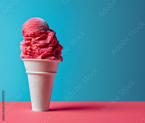 Colorful ice creamon color background. Summer and Sweet menu concept photo