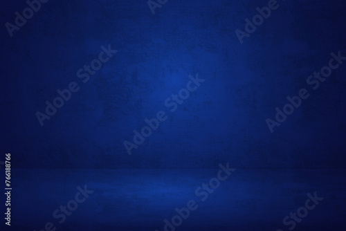 Digital blue backdrop, abstract 3d empty blue grunge gradient room studio background vector illustration design for backdrop for display product