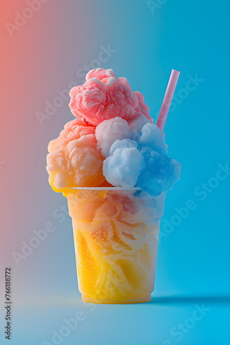 Colorful ice creamon color background. Summer and Sweet menu concept photo