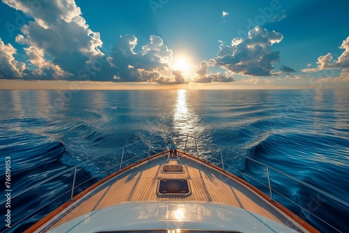 Sunset from the open deck of a luxury cruise ship