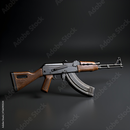 Illustration of an Iconic AK-47 Assault Rifle against a Neutral Background
