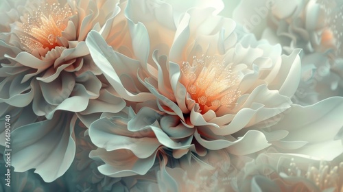 White Flower Abstract Background Wallpaper Texture Colorful 3d illustration