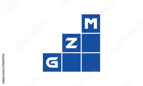 GZM initial letter financial logo design vector template. economics, growth, meter, range, profit, loan, graph, finance, benefits, economic, increase, arrow up, grade, grew up, topper, company, scale photo