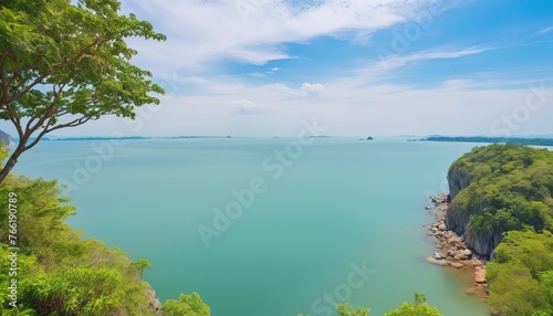 beautiful ocean sea veiw at Naern Thae Wada viewpoint in Nakhon Si Thammarat, Thailand photo