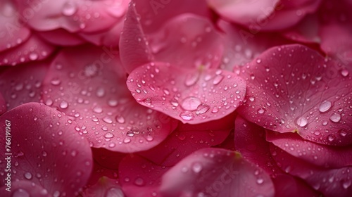  a close up of a bunch of pink flowers with drops of water on the petals and the petals on the petals.