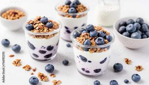 fresh blueberries and yogurt with granola - Healthy food style