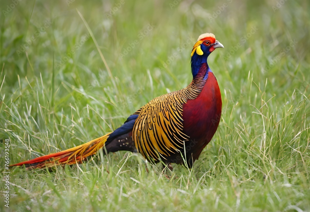 Naklejka premium A close up of a Golden Pheasant