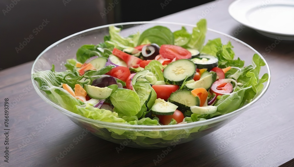 fresh vegetable salad bowl on table