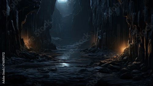 Cave in the cave. AI generated art illustration.