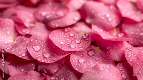  a close up of a bunch of pink flowers with drops of water on the petals and the petals on the petals.