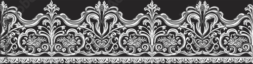 decorated white swirls and curls stripe on black