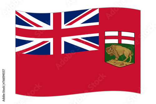 Waving flag of Manitoba, province of Canada. Vector illustration.